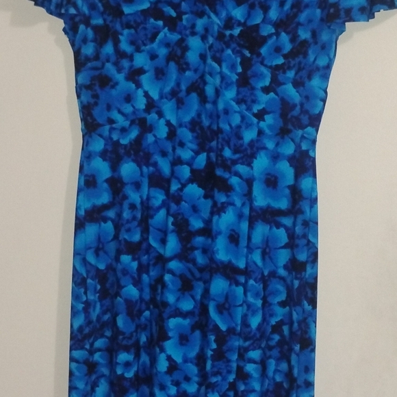 Chaps By Ralph Lauren Floral Crossover Surplice Dress-Blue  Moc Wrap Jersey - Picture 11 of 16